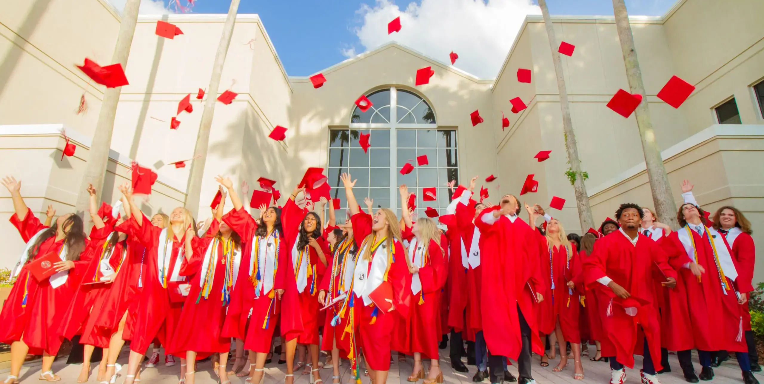 Graduation photo with cap toss